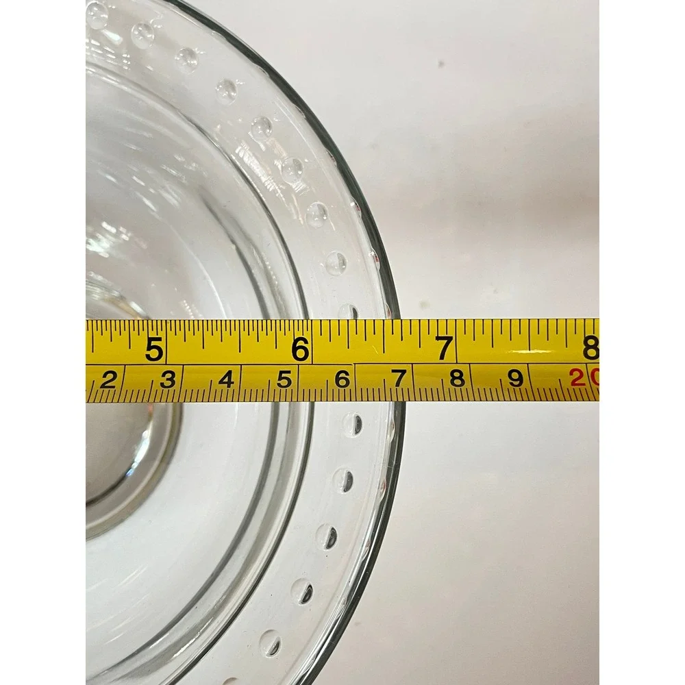 Clear‎ Glass Serving Bowl with Beaded Rim, fluted Hobnail Style 6.75